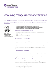 Upcoming changes in corporate taxation